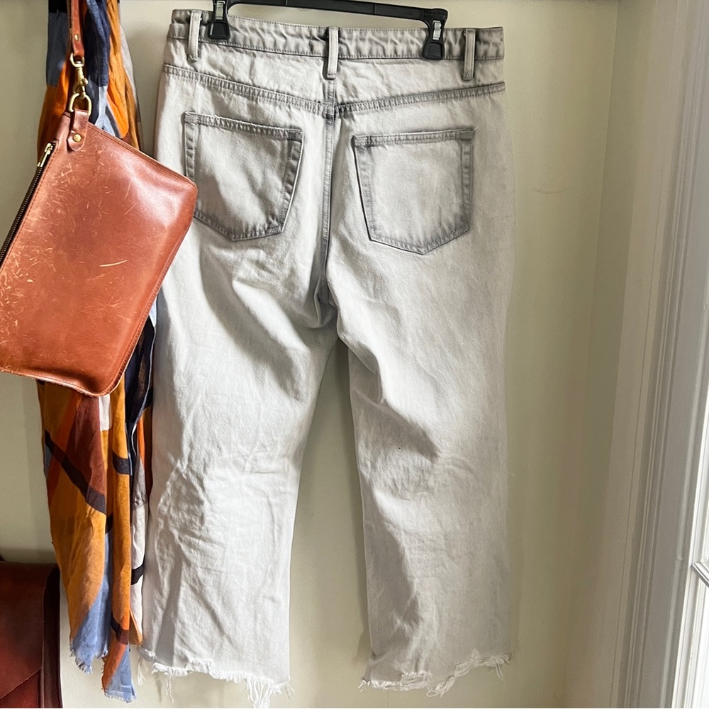 Vervet Ripped Distressed Light Grey Washed Crop Cut Off Baggy Jeans 30 - Picture 6 of 14